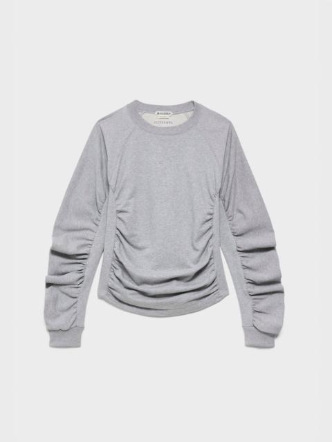 JW Anderson WOMENS RUCHED SLEEVE SWEATSHIRT IN MID GREY MELANGE