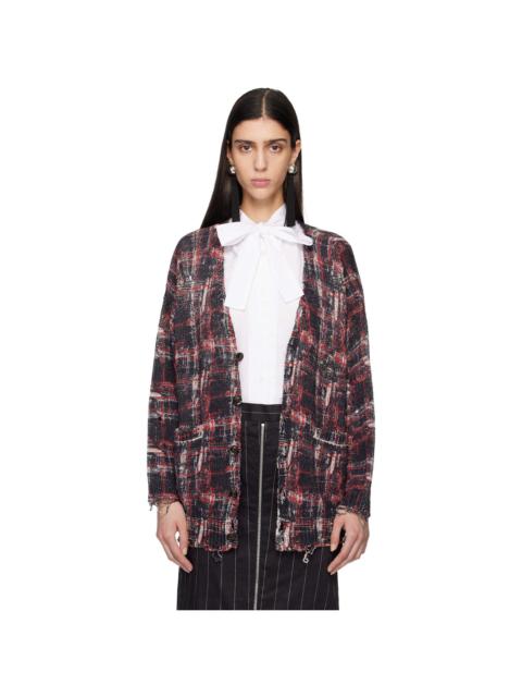 R13 Black & Red Printed Oversized Cardigan