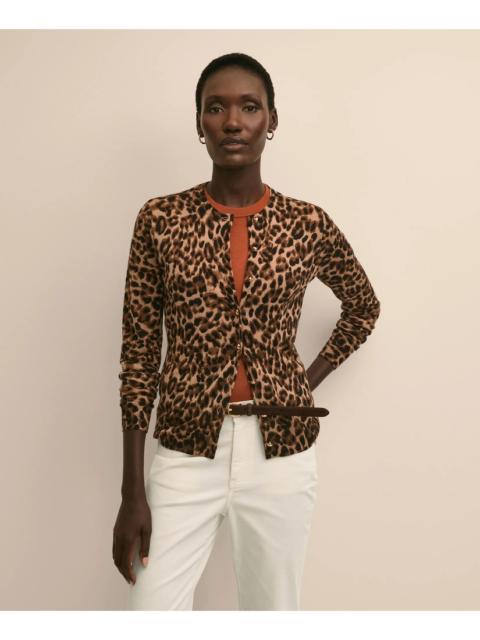 Brooks Brothers Merino Wool Leopard Motif Cardigan