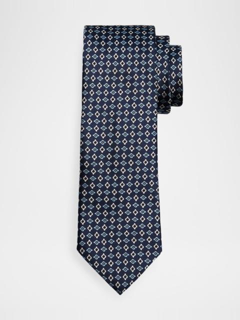 ZEGNA Men & apos;s Floral Geometric Silk Jacquard Tie