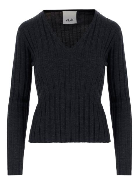 Allude ribbed V-neck sweater
