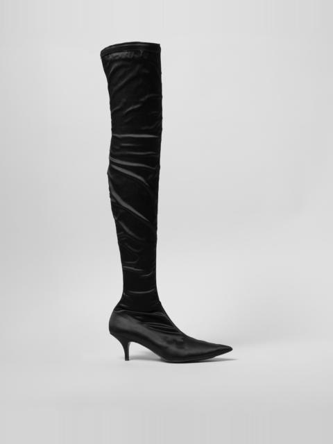 CELINE THIGH-HIGH SATIN BOOTY