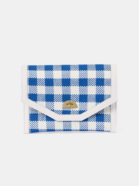 Cambridge Satchel The Twist Lock Pouch - Ultramarine Blue Plaid and Brilliant White