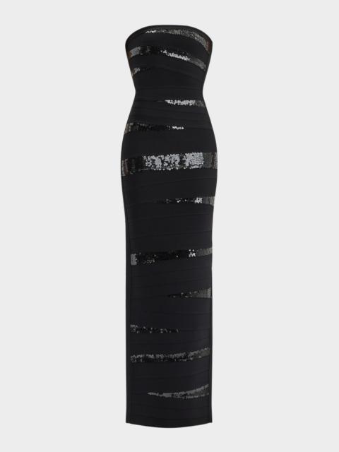 HERVE LEGER The Chiara Sequined Strapless Gown