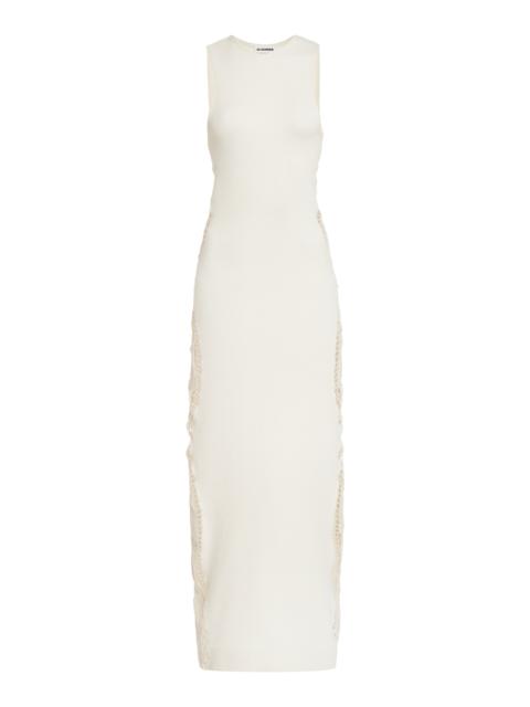 Embroidered Sleeveless Midi Dress ivory