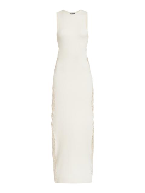 Jil Sander Embroidered Sleeveless Midi Dress ivory