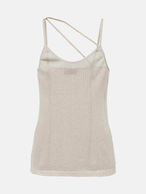 Knitted cotton-blend tank top