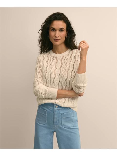 Brooks Brothers Cotton Cable-Knit Cropped Sweater