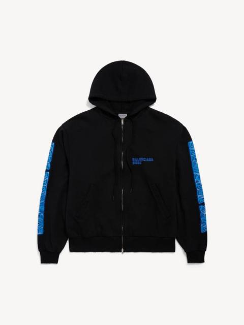 BALENCIAGA Men's Balenciaga | Sega Sonic The Hedgehog Oversized Zip-up Hoodie in Black