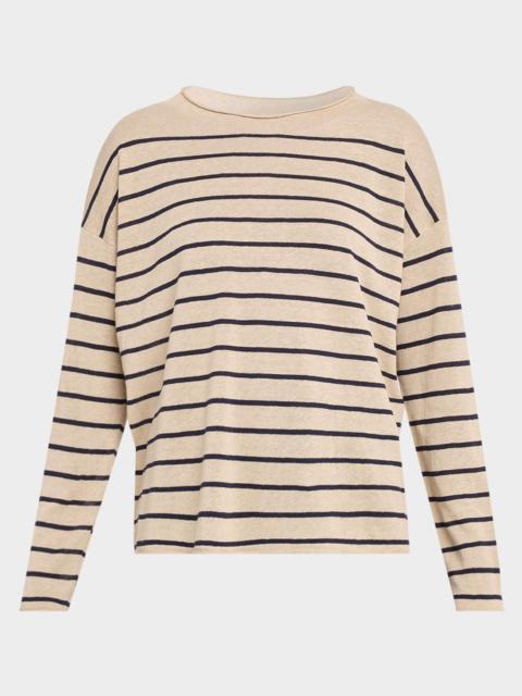 EILEEN FISHER Striped Organic Linen-Organic Cotton Sweater