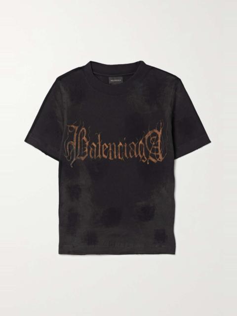 BALENCIAGA 여자의 중금속 단단한 T 셔츠 검정 Faded에 있는 작은 적합