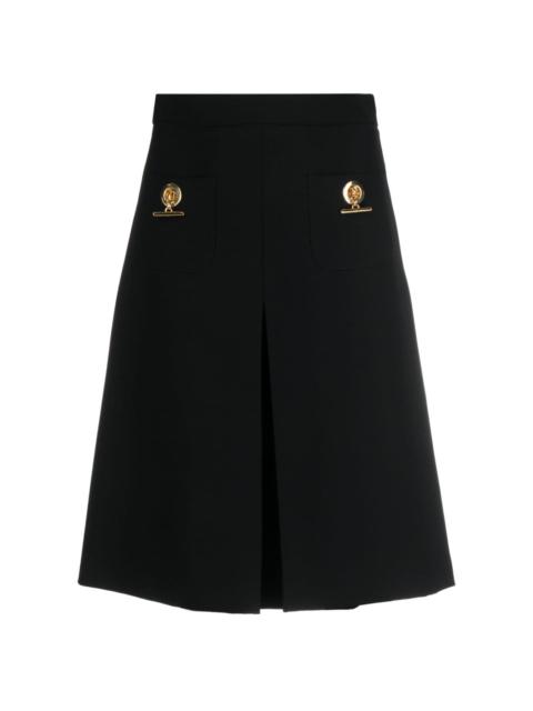 pleated A-line midi skirt