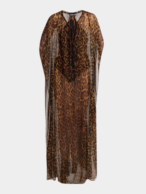 TOM FORD Leopard Print Sheer Kaftan