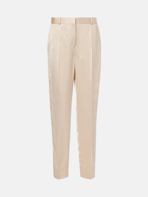 High-rise satin straight pants