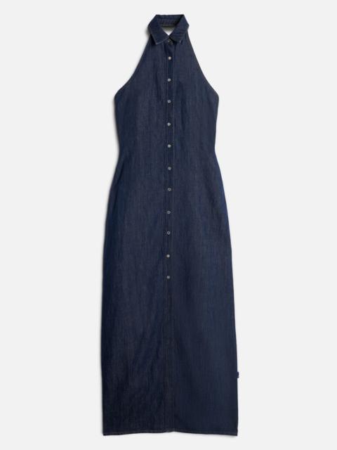 7 For All Mankind HALTER MAXI DRESS in Indigo Linen Blossom