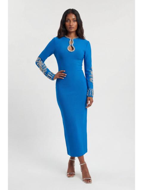 KAREN MILLEN Figure Form Bandage Knit Embellished Wide Sleeve Midi Dress
