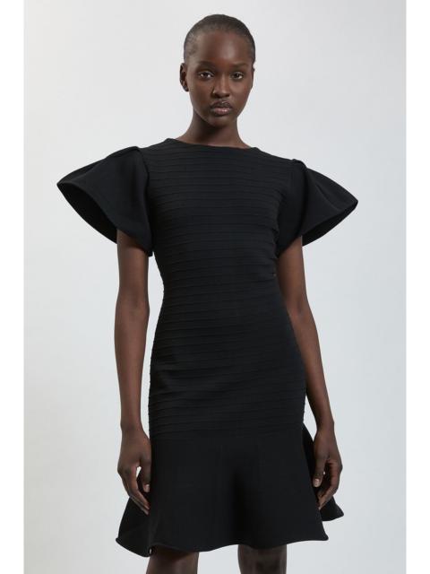KAREN MILLEN Ruffle Detail Viscose Knitted Mini Dress