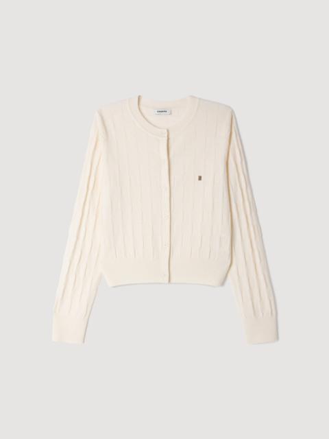 Sandro CROPPED CHECK STITCH CARDIGAN