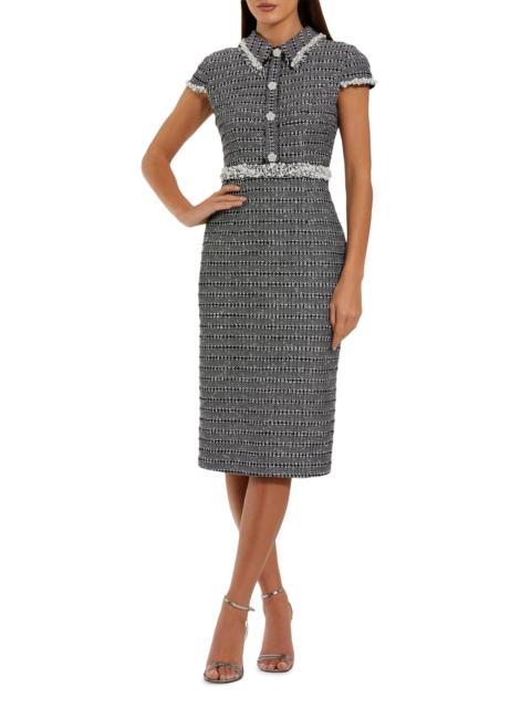 MAC DUGGAL Women's Bouclé Collared Midi-Dress - Black White
