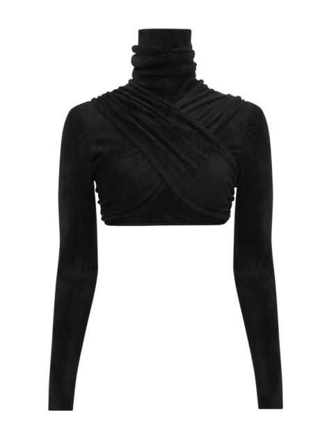Alaïa Draped Cropped Top black