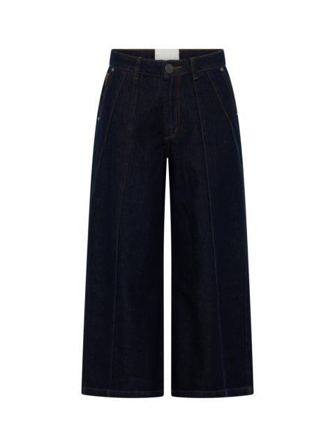 ONE TEASPOON Hayden Mid Waist Wide Leg Cropped Denim Jeans - Raw Indigo