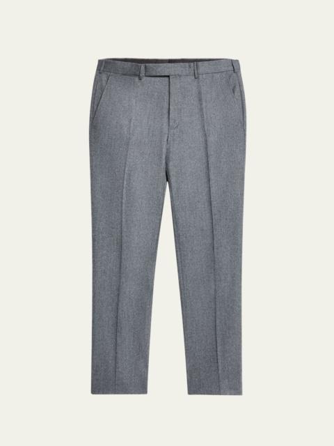 ZEGNA Men's Wool Flannel Flat-Front Trousers