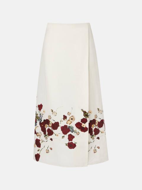 KHAITE Demi floral silk and cotton midi skirt