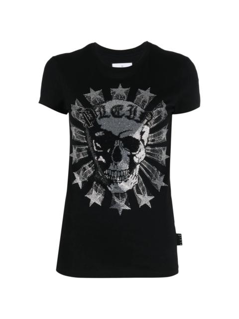 PHILIPP PLEIN Sexy Pure-fit skull strass T-shirt