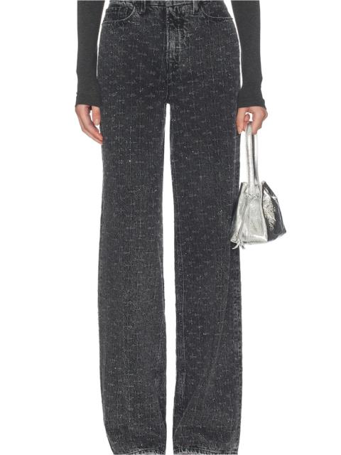 GOOD AMERICAN Good Skate Wide Leg Crystal Jeans