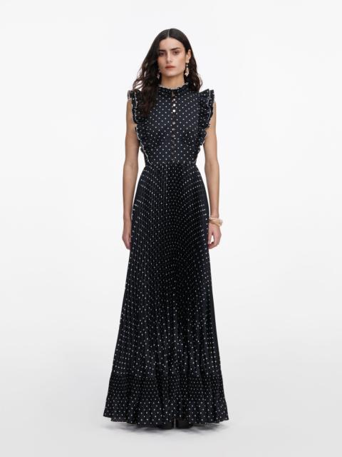 Black Polka Dot Frill Maxi Dress