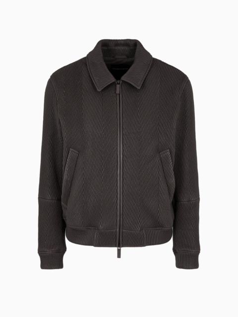 EMPORIO ARMANI Quilted nappa lambskin relaxed-fit blouson with chevron motif