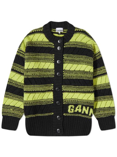 GANNI GANNI Organic Wool Stripe Cardigan