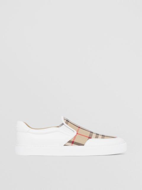 Burberry Leather and Vintage Check Slip-on Sneakers