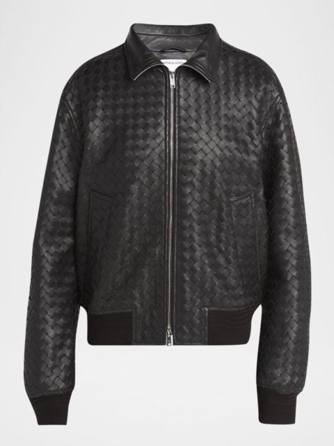 Bottega Veneta Intrecciato Leather Zipped Jacket