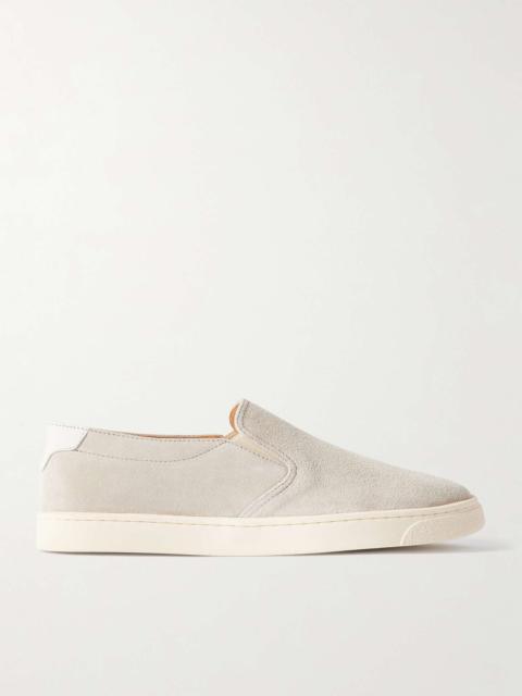 Leather-Trimmed Suede Slip-On Sneakers