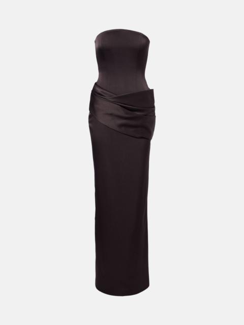 ALEX PERRY Draped satin crêpe bustier gown