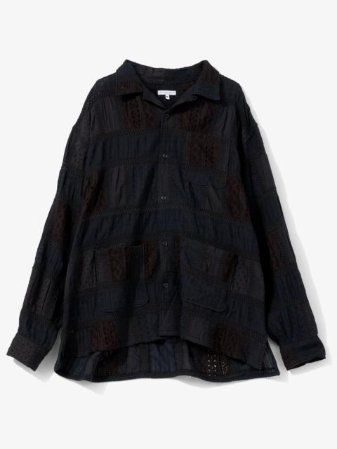 Engineered Garments Classic Over Shirt for Nepenthes NY and Blue in Green - Black Lace Patchwork