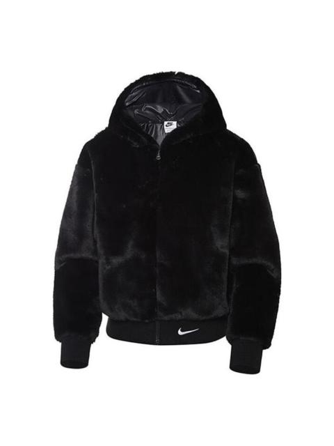 (WMNS) Nike Sportswear Essentials Faux Fur Jacket 'Black' DD5116-010