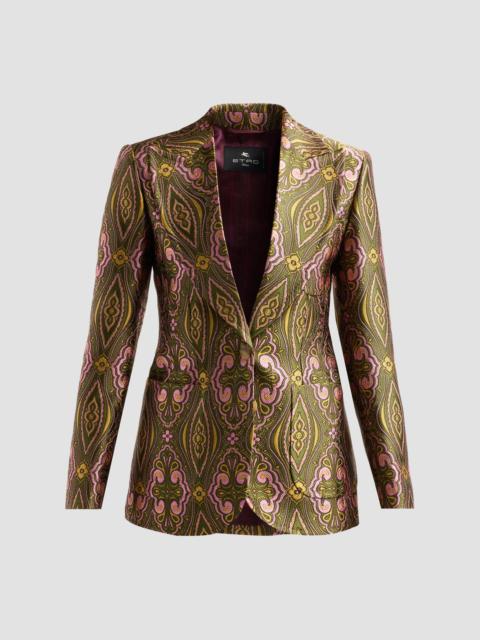 Etro Women's Tapestry Jacquard Blazer - Multicolor Green Base