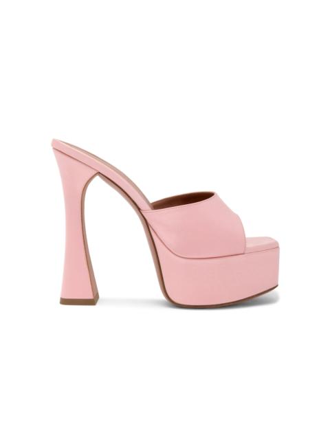Amina Muaddi Dalida Satin Platform Mules pink