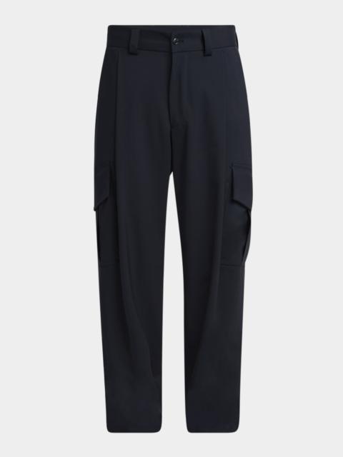 GIORGIO ARMANI Men's Wool Relaxed Single-Pleated Cargo Pants