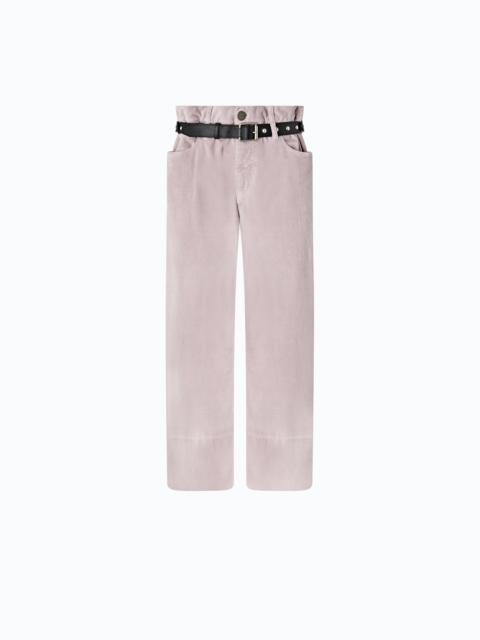 PINKO CROPPED VELVET TROUSERS WITH LEATHER BELT
