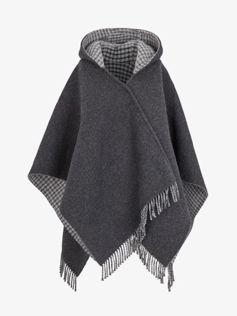 FENDI Gray wool and cashmere poncho