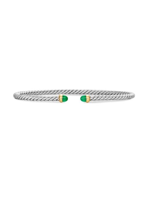 DAVID YURMAN Women's Micro Cable Flex Bracelet in Sterling Silver - Emerald