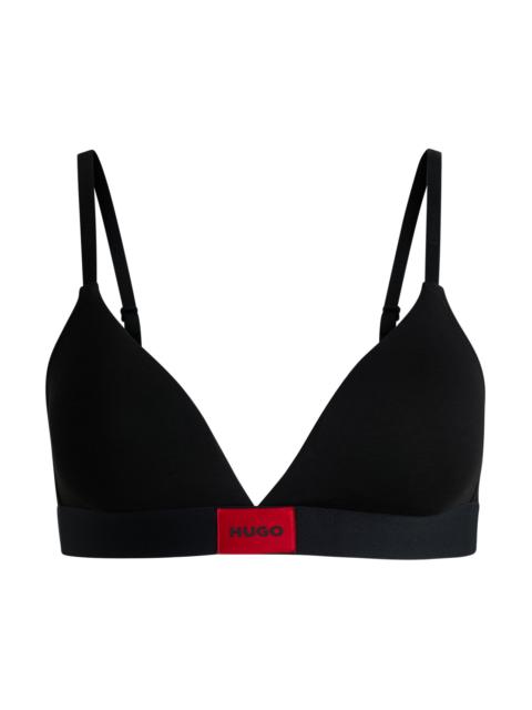 HUGO STRETCH-COTTON TRIANGLE BRA WITH RED LOGO LABEL