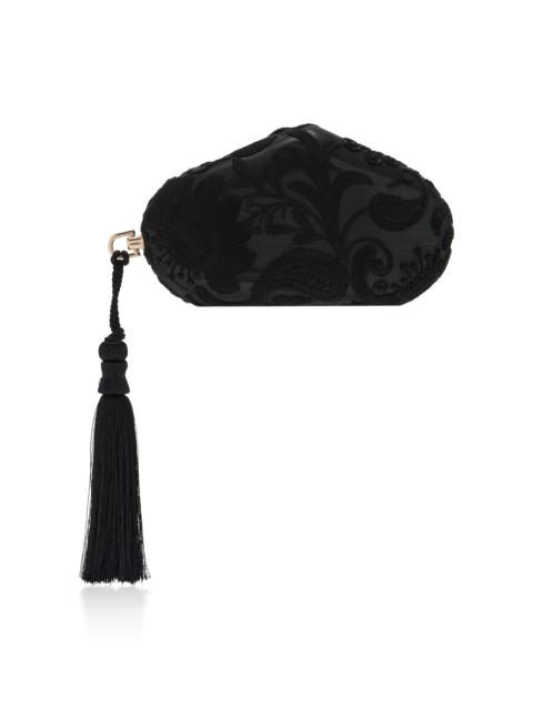 MARLIES GRACE Exclusive La Isla Marlies Lace-Trimmed Wooden Clutch black