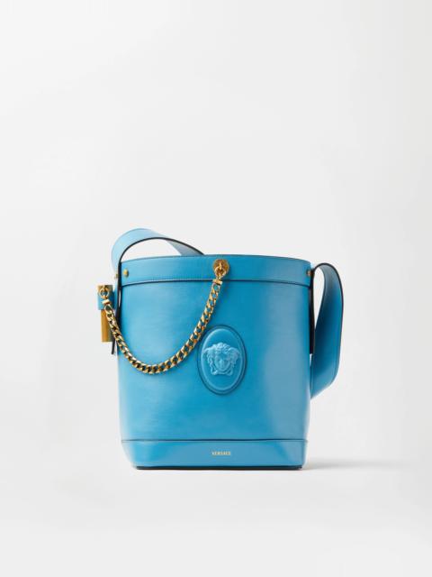 VERSACE Pivot Small Leather Bucket Bag