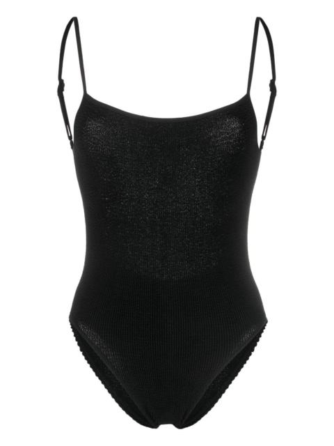 bond-eye crinkled scoop-back swimsuit