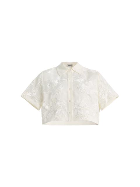 SIMKHAI Callie Embroidered Linen-Blend Shirt