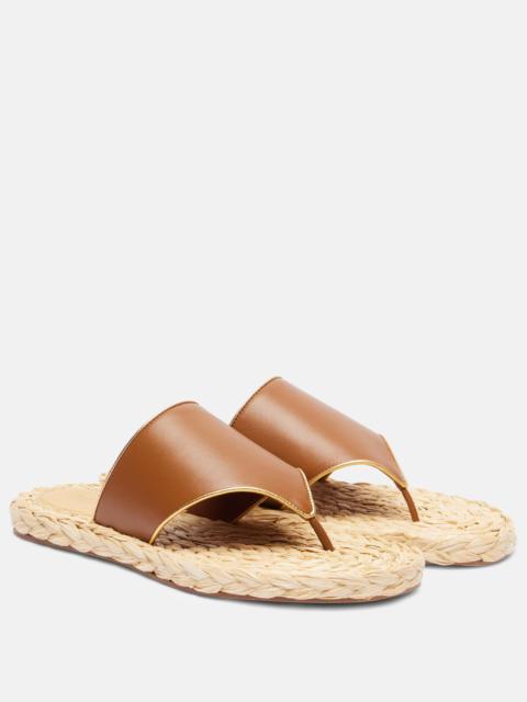 PARIS TEXAS Amalfi leather-trimmed espadrille slides